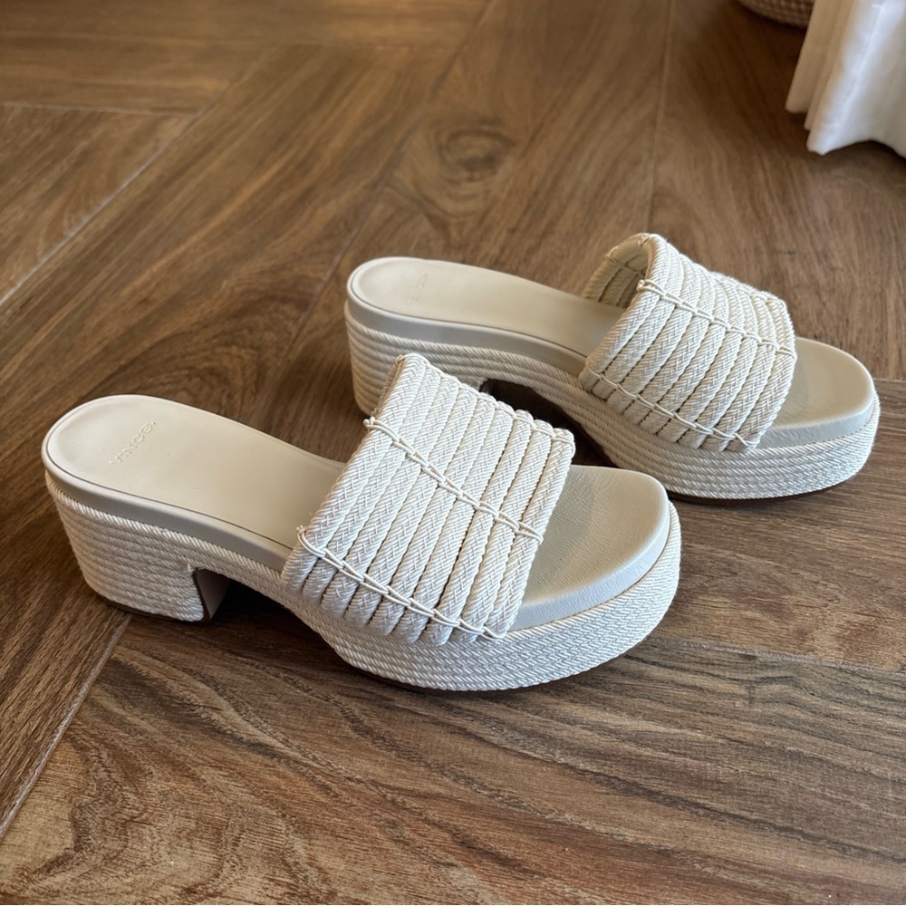 VINCE Margo Cord Platform Sandal Cream Size 8